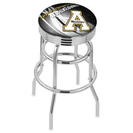 Holland Bar Stool Co 25" Chrome 2-Ring Appalachian State Swivel Bar Stool, Accent Ring L7C3C25AppStU-D2